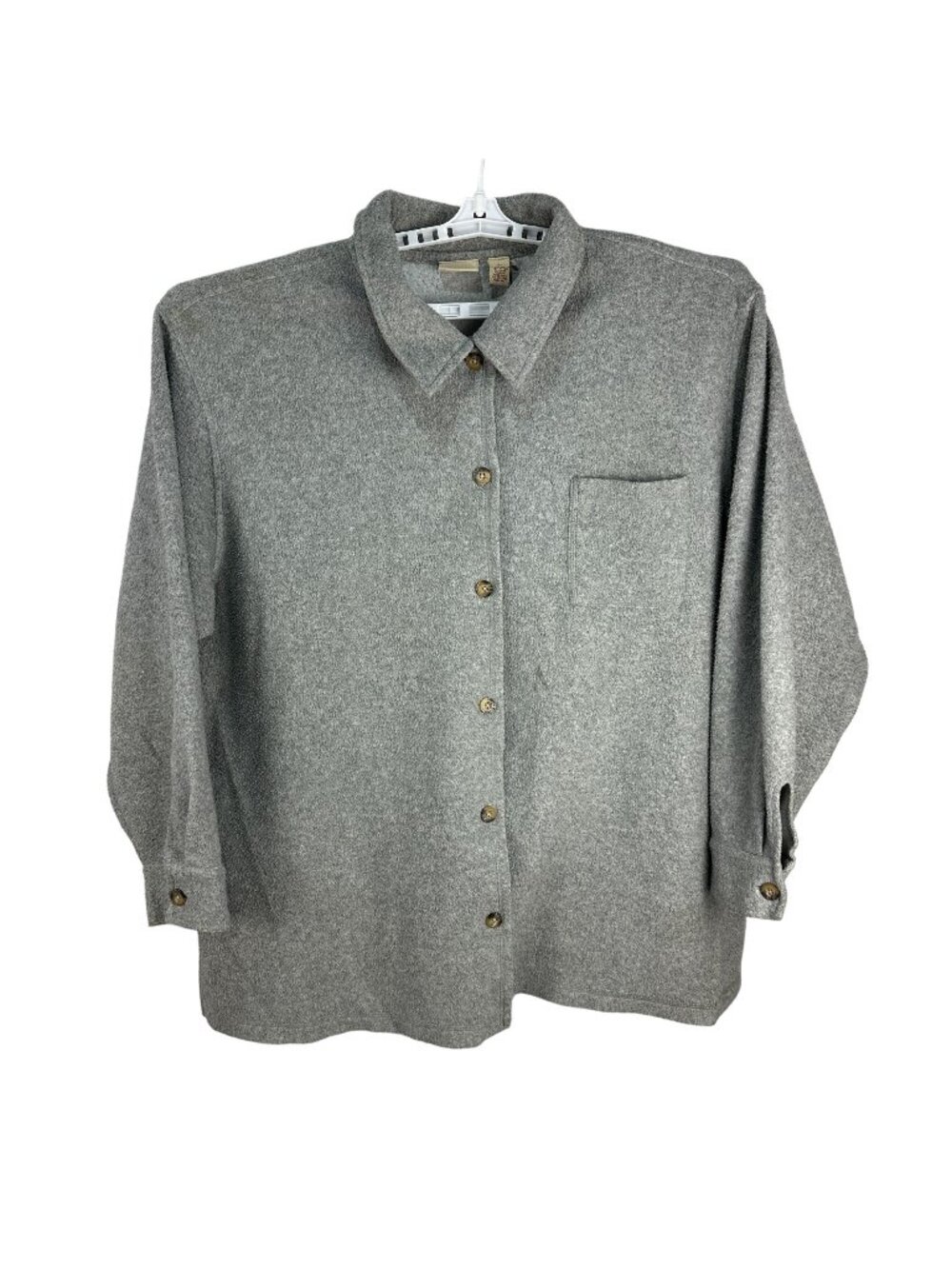 Crossroads Woman 3X Button Front Gray Shirt Long Sleeve Plus Soft Casual Top